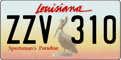 LA license plate ZZV310