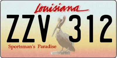 LA license plate ZZV312