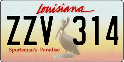 LA license plate ZZV314