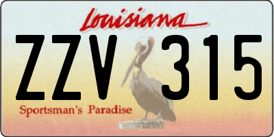 LA license plate ZZV315