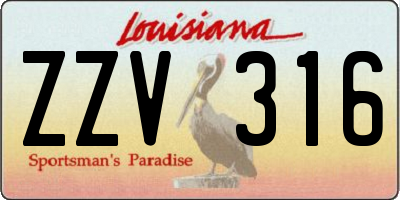 LA license plate ZZV316