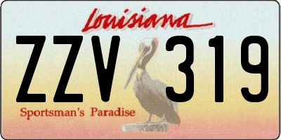 LA license plate ZZV319