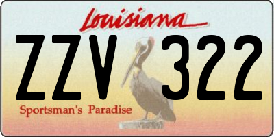 LA license plate ZZV322