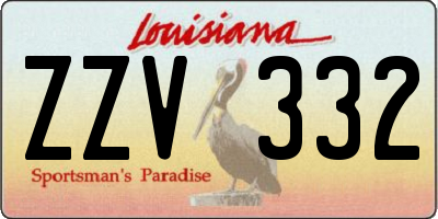 LA license plate ZZV332