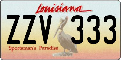 LA license plate ZZV333