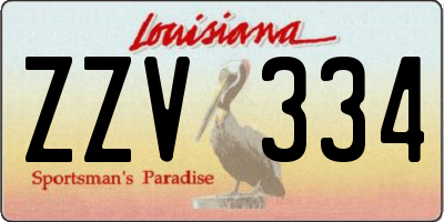 LA license plate ZZV334