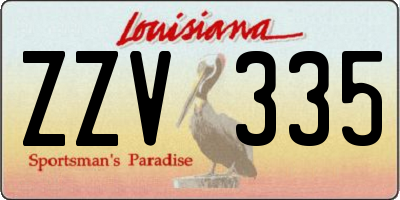 LA license plate ZZV335