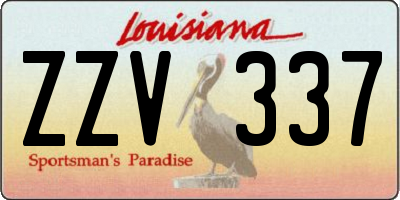 LA license plate ZZV337