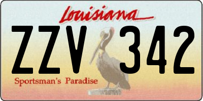 LA license plate ZZV342