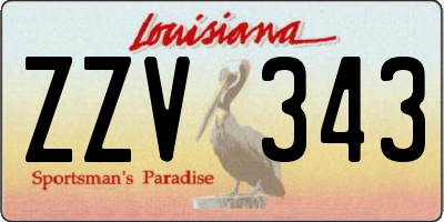 LA license plate ZZV343