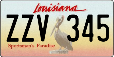 LA license plate ZZV345