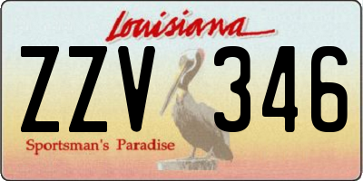 LA license plate ZZV346