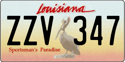 LA license plate ZZV347