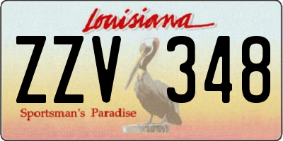 LA license plate ZZV348