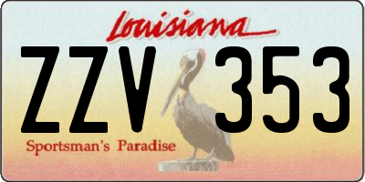 LA license plate ZZV353