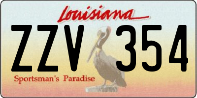 LA license plate ZZV354