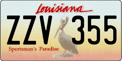 LA license plate ZZV355