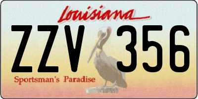 LA license plate ZZV356