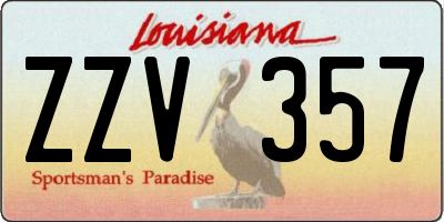 LA license plate ZZV357