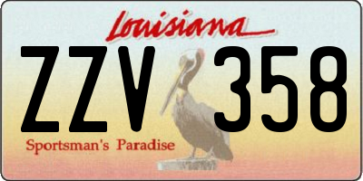 LA license plate ZZV358