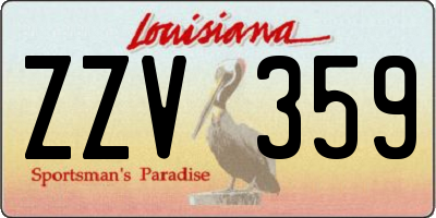 LA license plate ZZV359