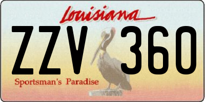 LA license plate ZZV360