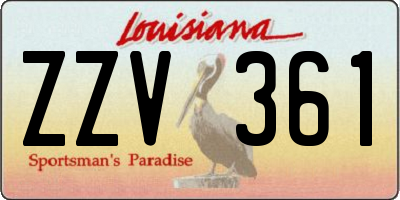 LA license plate ZZV361