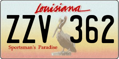 LA license plate ZZV362