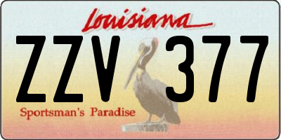 LA license plate ZZV377