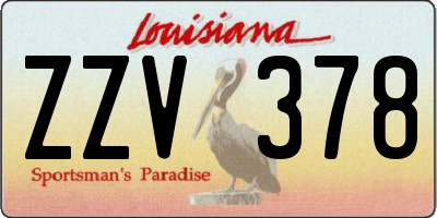 LA license plate ZZV378