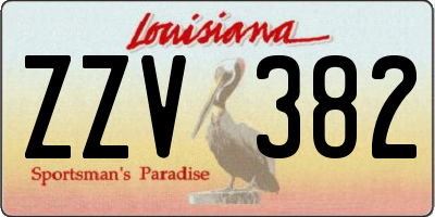 LA license plate ZZV382