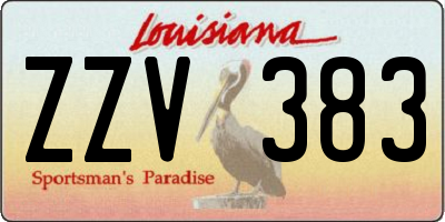 LA license plate ZZV383