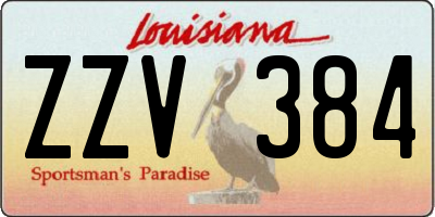 LA license plate ZZV384