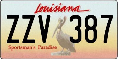 LA license plate ZZV387