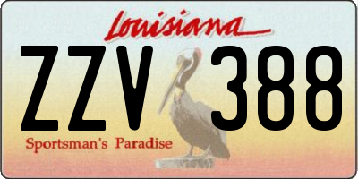 LA license plate ZZV388