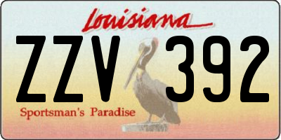 LA license plate ZZV392