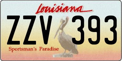 LA license plate ZZV393