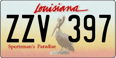 LA license plate ZZV397