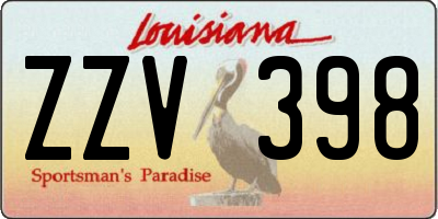 LA license plate ZZV398