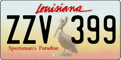 LA license plate ZZV399