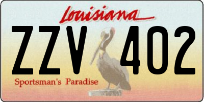LA license plate ZZV402