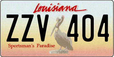 LA license plate ZZV404