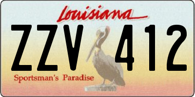 LA license plate ZZV412