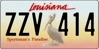 LA license plate ZZV414