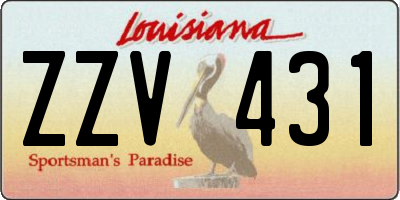 LA license plate ZZV431