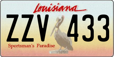 LA license plate ZZV433