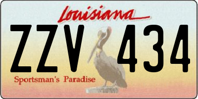 LA license plate ZZV434