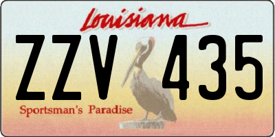 LA license plate ZZV435