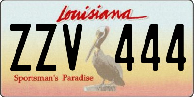 LA license plate ZZV444