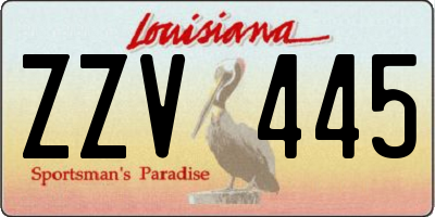 LA license plate ZZV445
